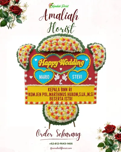 Karangan Papan Bunga Pernikahan di Pegayaman